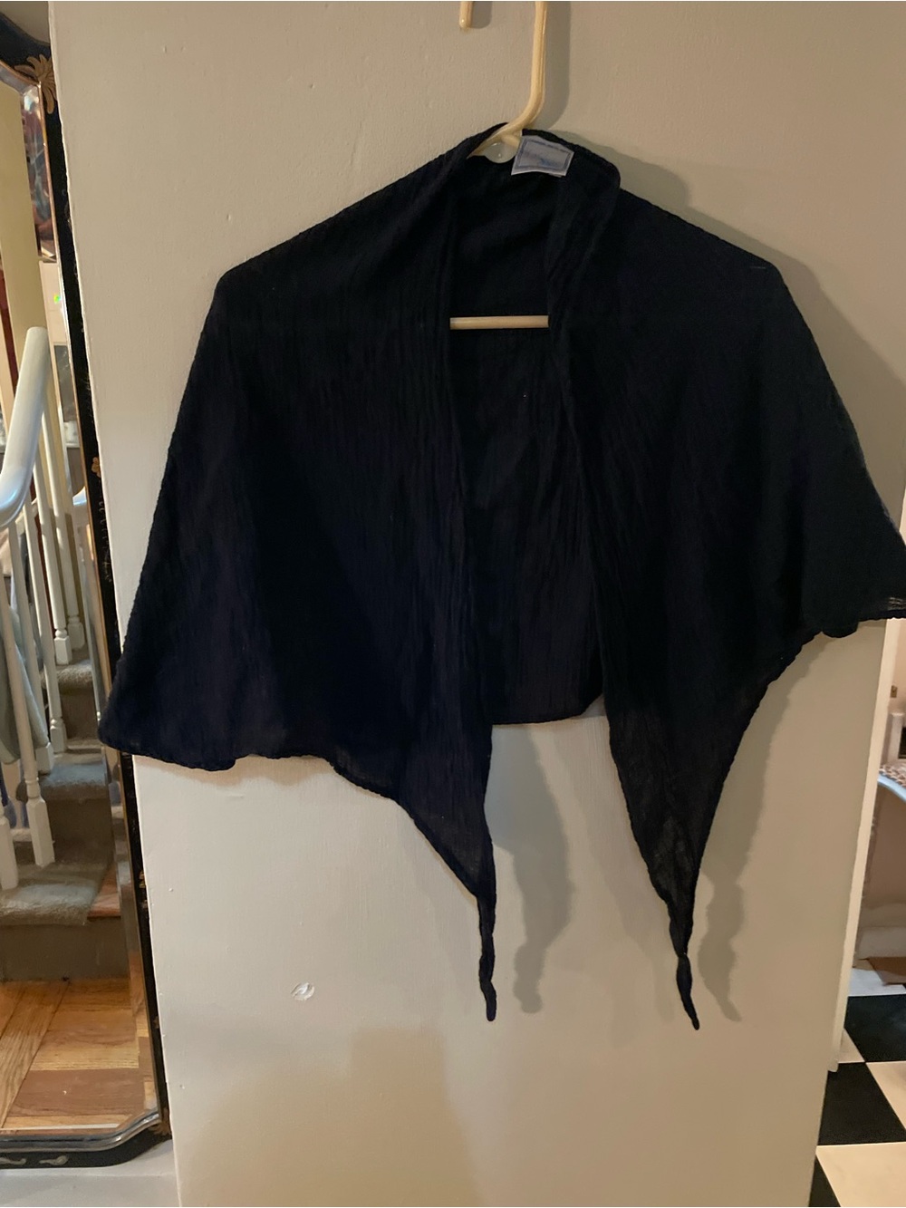 Vintage 90s Baja Blue Lightweight Black Open-Front Women's Shawl top